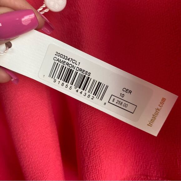 Trina Turk Cameron V Neck Ruffle Cocktail Dress Size 10 NWT - Picture 7 of 7